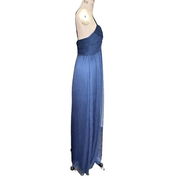BHLDN Navy Blue Brigitte Sheered Waist Chiffon Maxi Prom Dress Size Medium - Picture 4 of 13